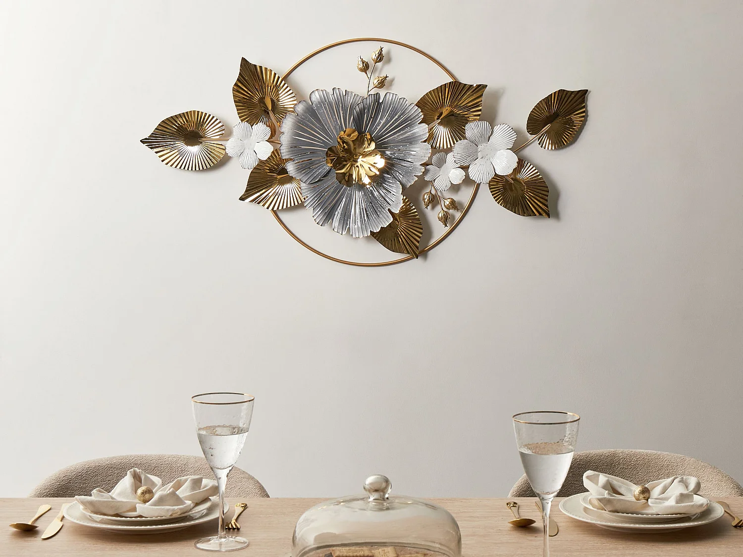 Décoration murale Fleur TERBIUM Métal 56 cm Doré