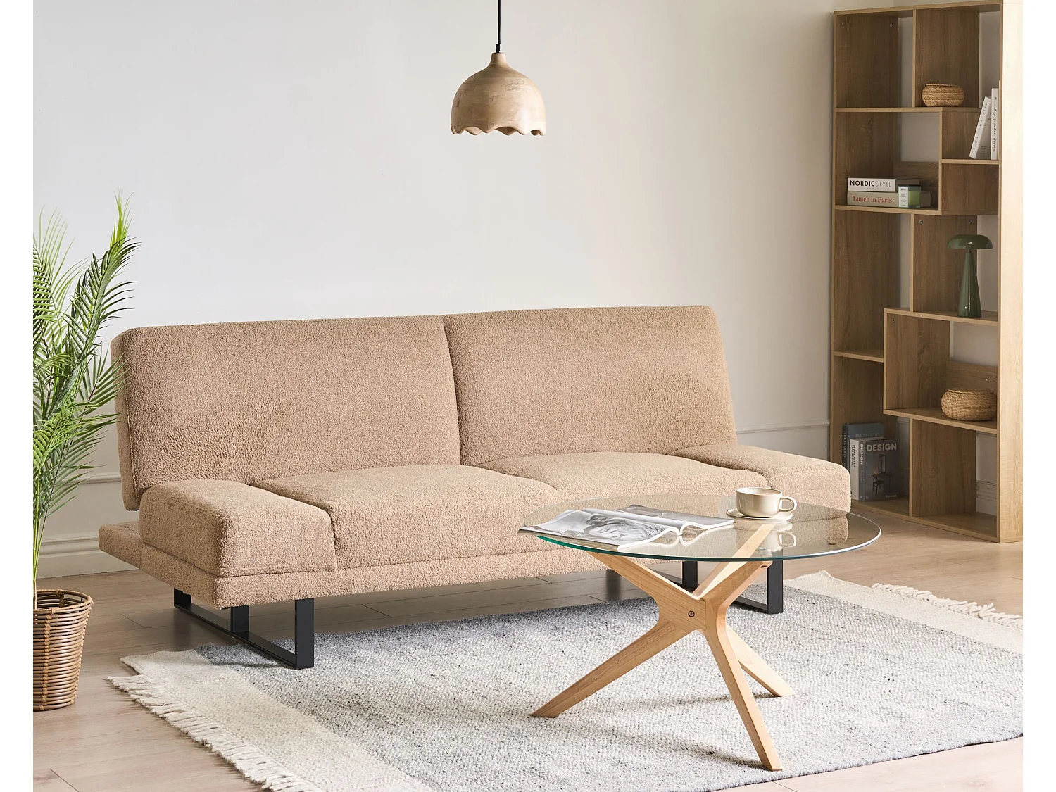 Canapé-lit 2 places YORK Bouclé Beige sable