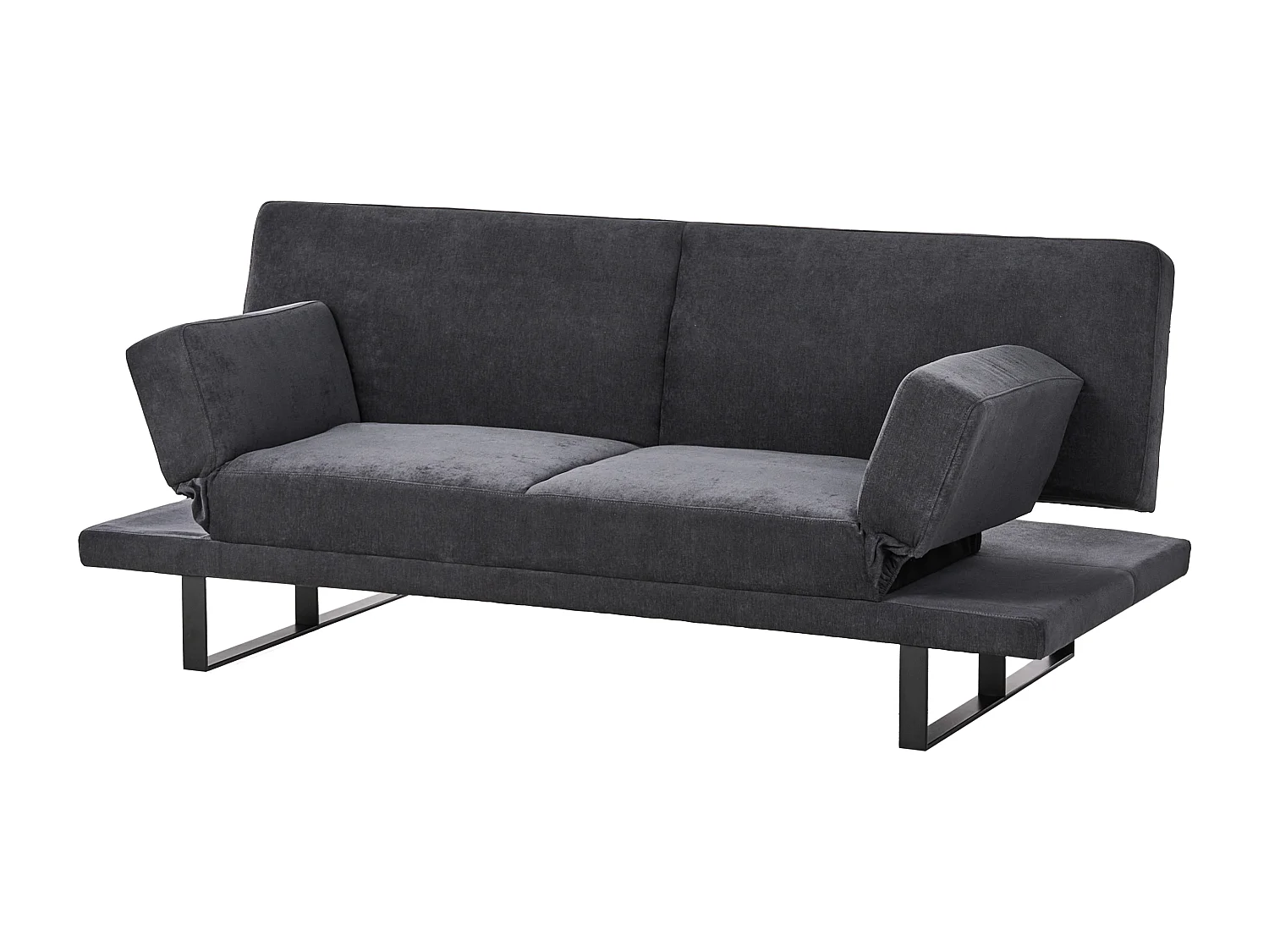 Canapé-lit 2 places YORK Tissu chenille Noir