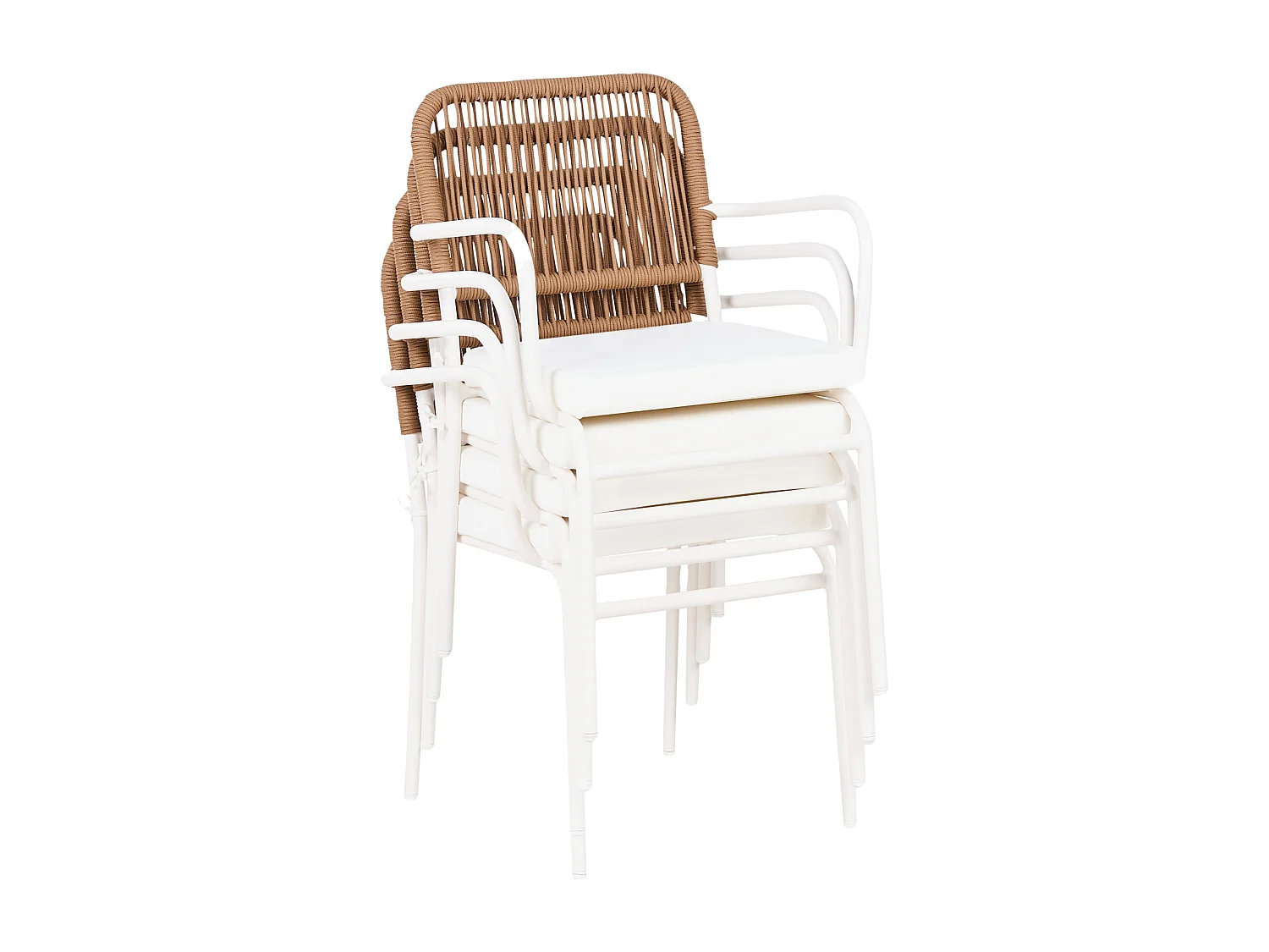 Lot de 8 chaises de jardin avec coussins TACENO Métal Blanc
