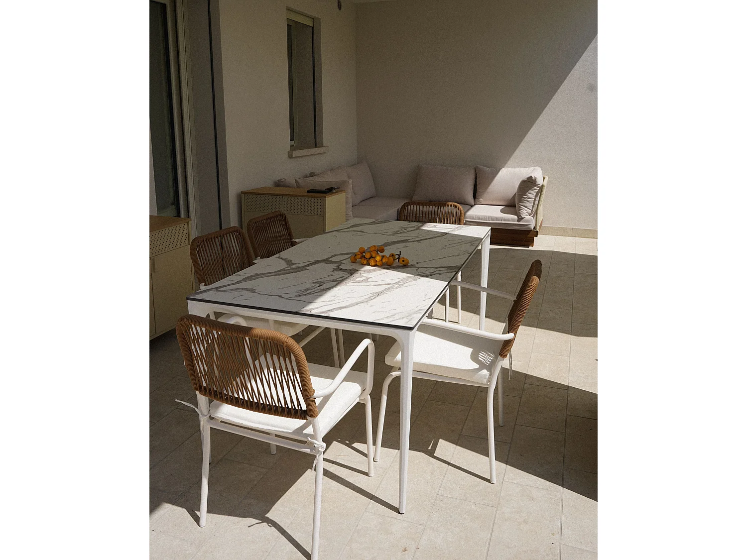 Set of 8 Garden Chairs with Cushions TACENO Metal White