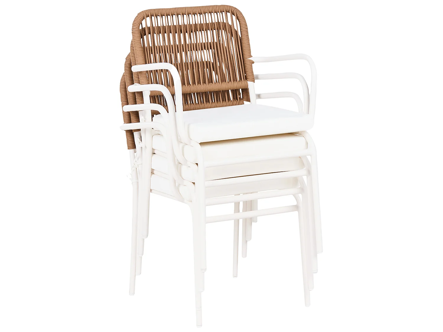 Lot de 8 chaises de jardin avec coussins TACENO Métal Blanc
