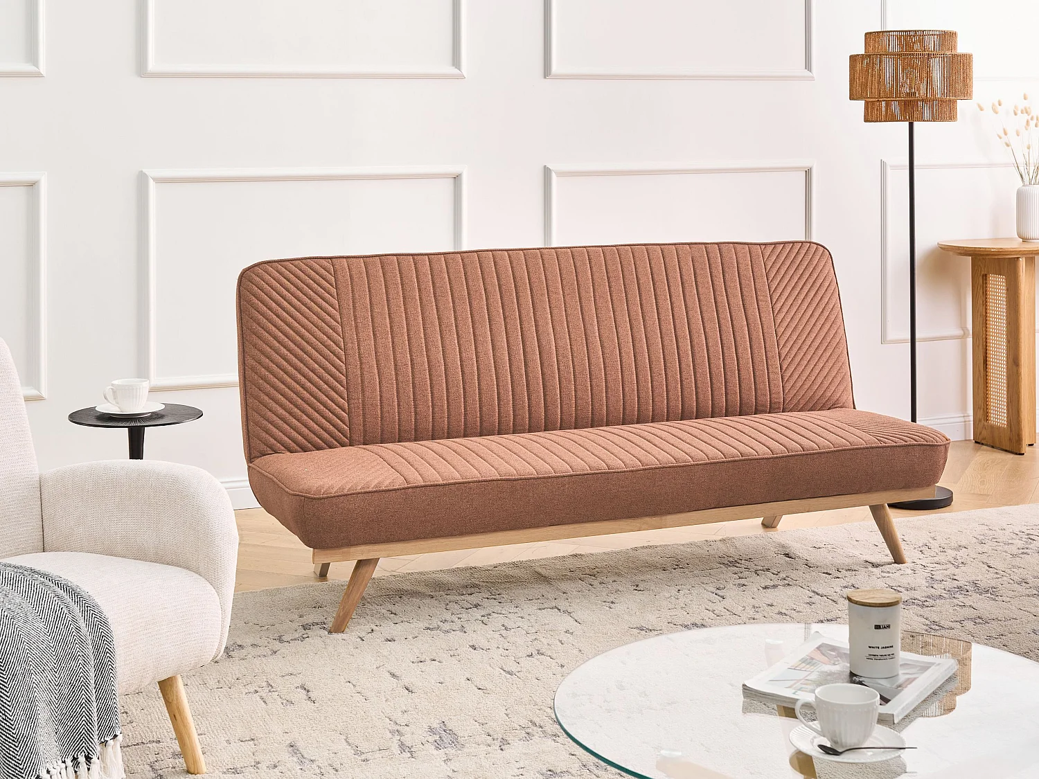 Canapé-lit 2 places KALFAFEL Tissu Marron doré