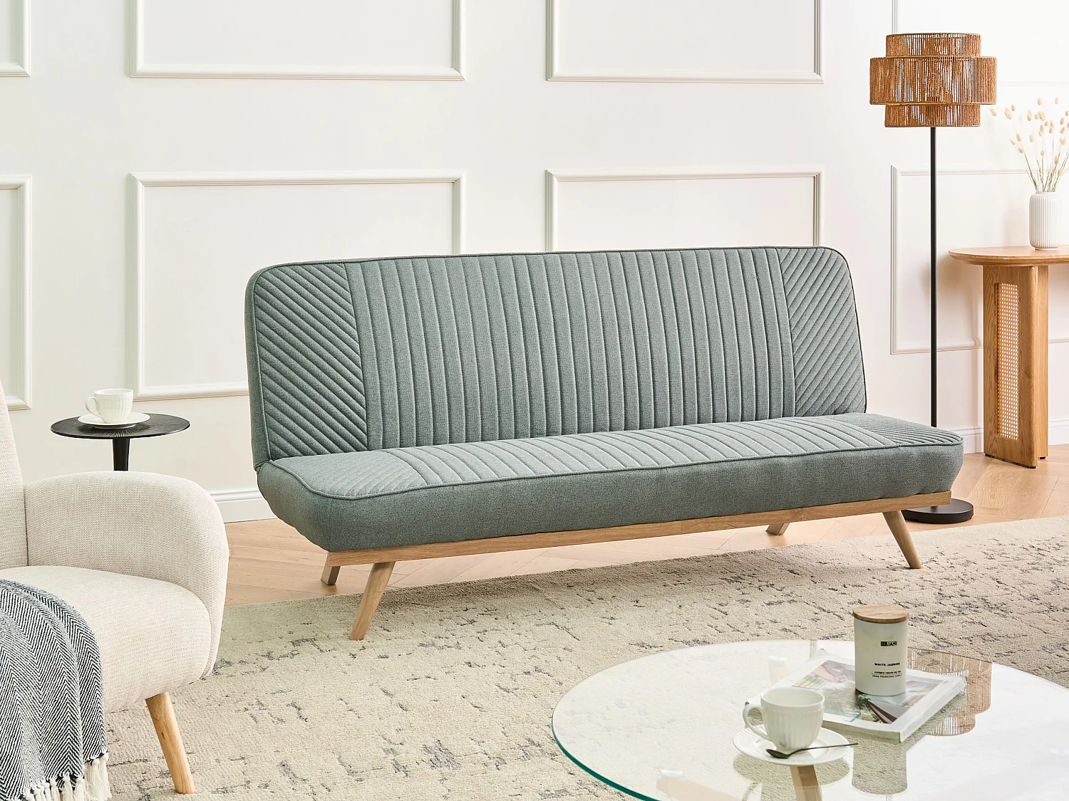 Canapé-lit 2 places KALFAFEL Tissu Vert