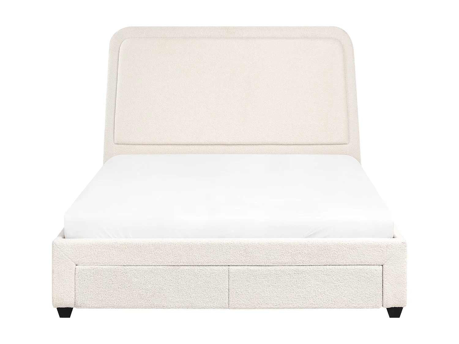 Lit avec tiroirs de rangement Bouclé SARDENT 140 x 200 cm Blanc cassé