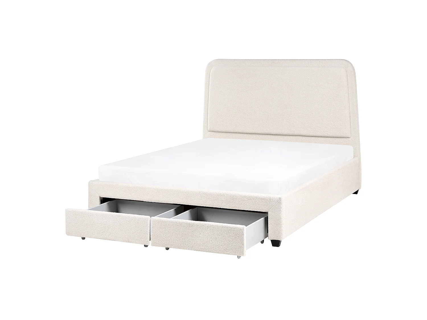 Bed with Storage Drawers SARDENT Boucle Off-White 140 x 200 cm (EU Double)