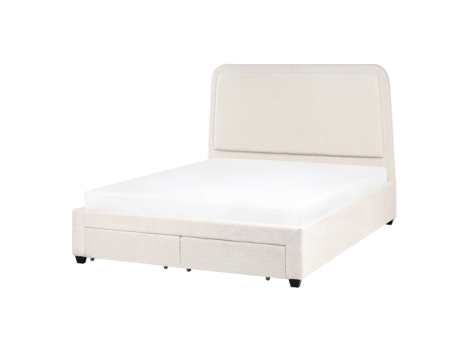 Bed with Storage Drawers SARDENT Boucle Off-White 140 x 200 cm (EU Double)