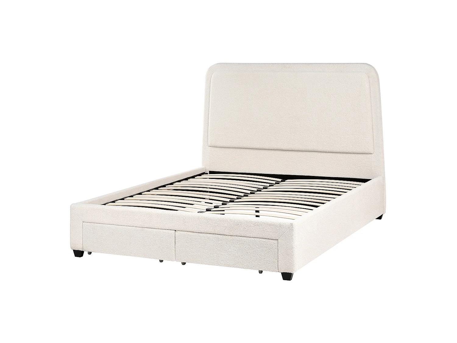 Bed with Storage Drawers SARDENT Boucle Off-White 140 x 200 cm (EU Double)