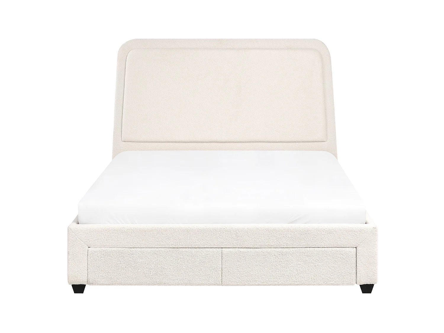 Bed with Storage Drawers SARDENT Boucle Off-White 140 x 200 cm (EU Double)