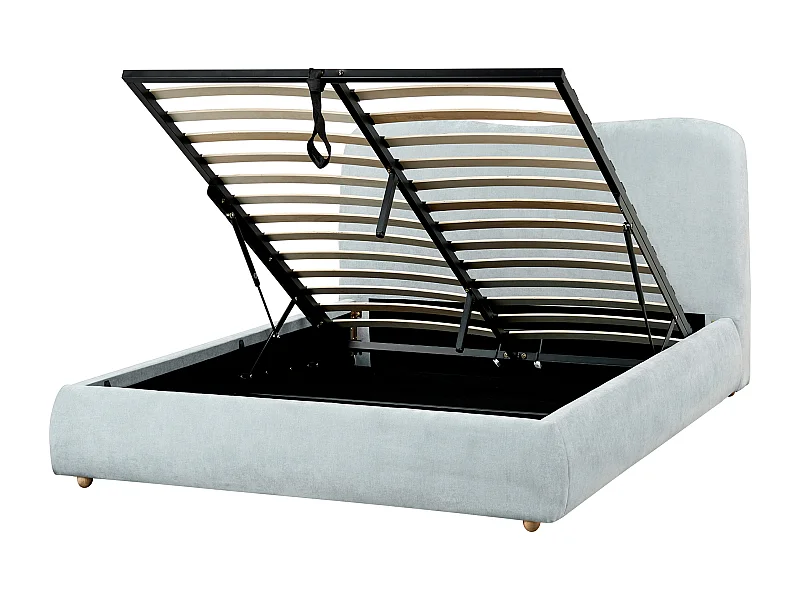 Lit ottoman Tissu BLAGNAC 140 x 200 cm Bleu clair