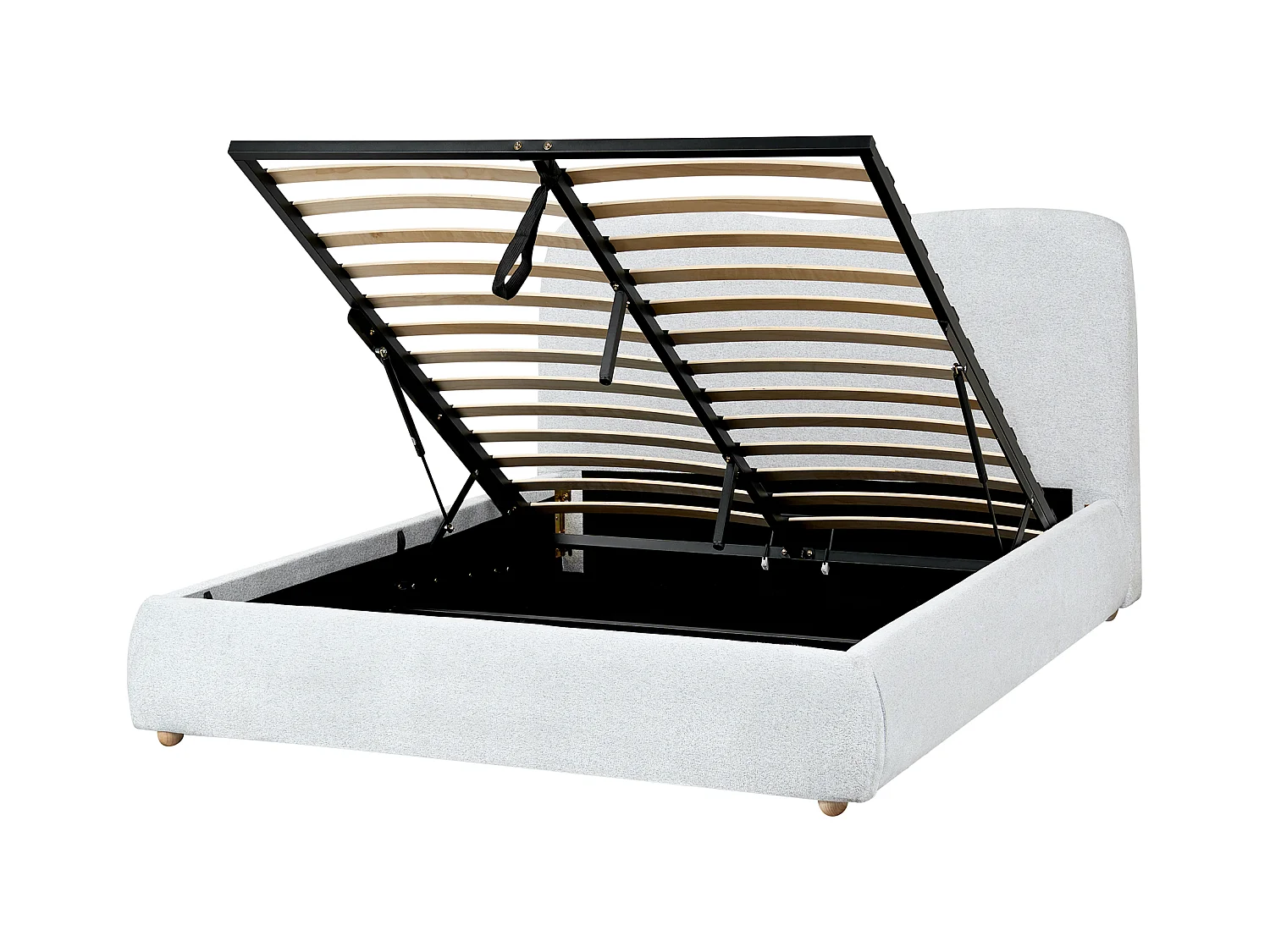 Lit ottoman Tissu BLAGNAC 140 x 200 cm Gris clair