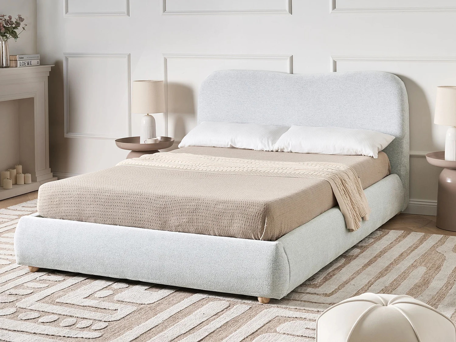 Lit ottoman Tissu BLAGNAC 140 x 200 cm Gris clair