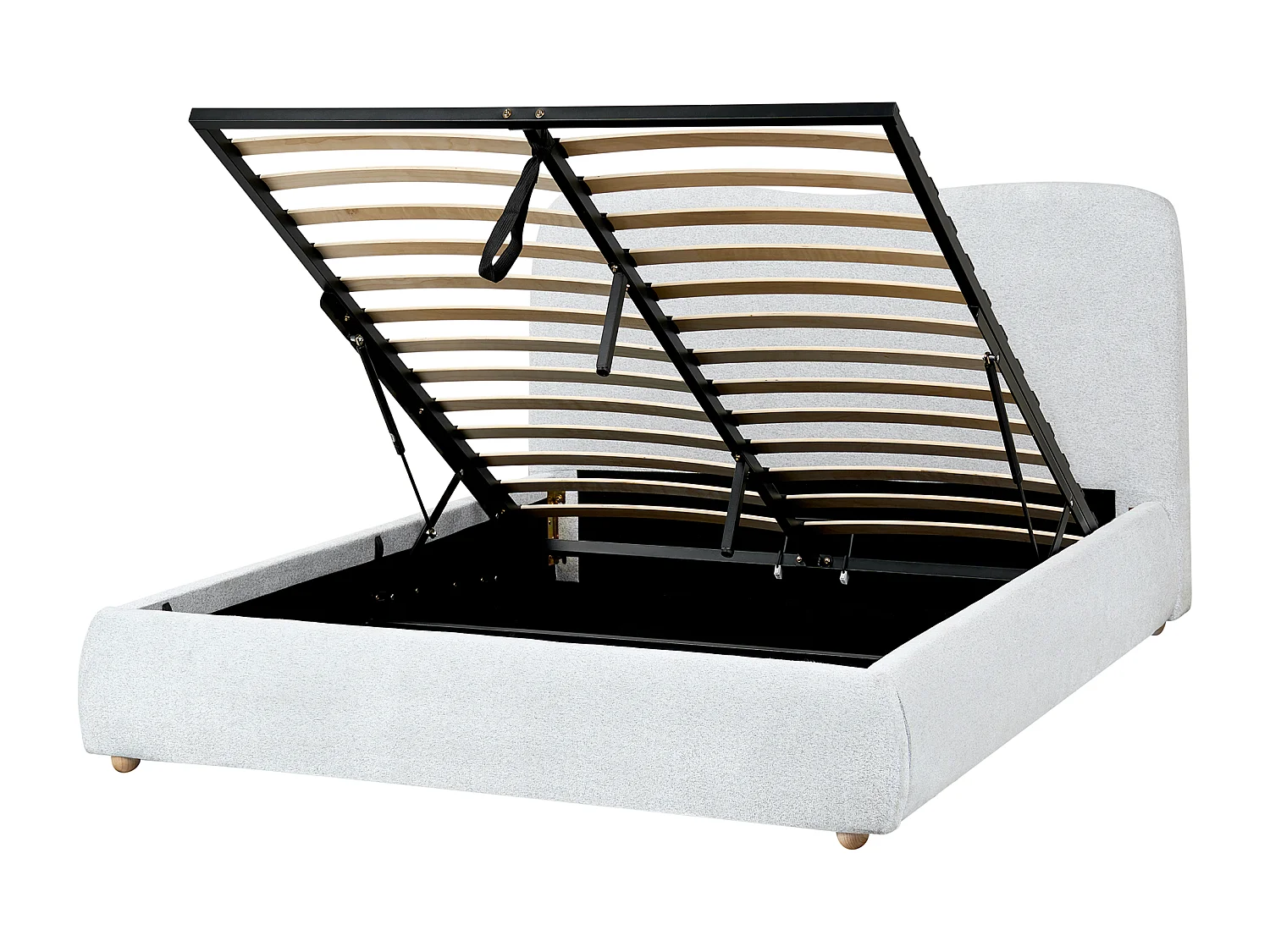 Lit ottoman Tissu BLAGNAC 140 x 200 cm Gris clair