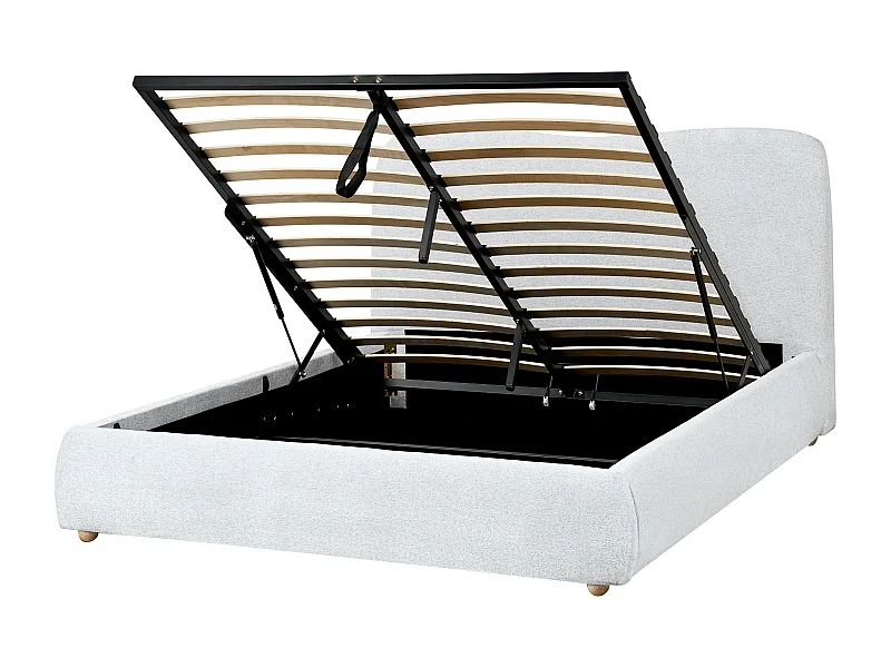 Lit ottoman Tissu BLAGNAC 140 x 200 cm Gris clair