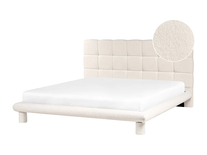 Lit avec sommier Bouclé CRESSAT 180 x 200 cm Blanc cassé