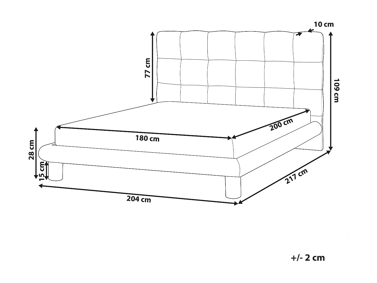 Lit avec sommier Bouclé CRESSAT 180 x 200 cm Blanc cassé