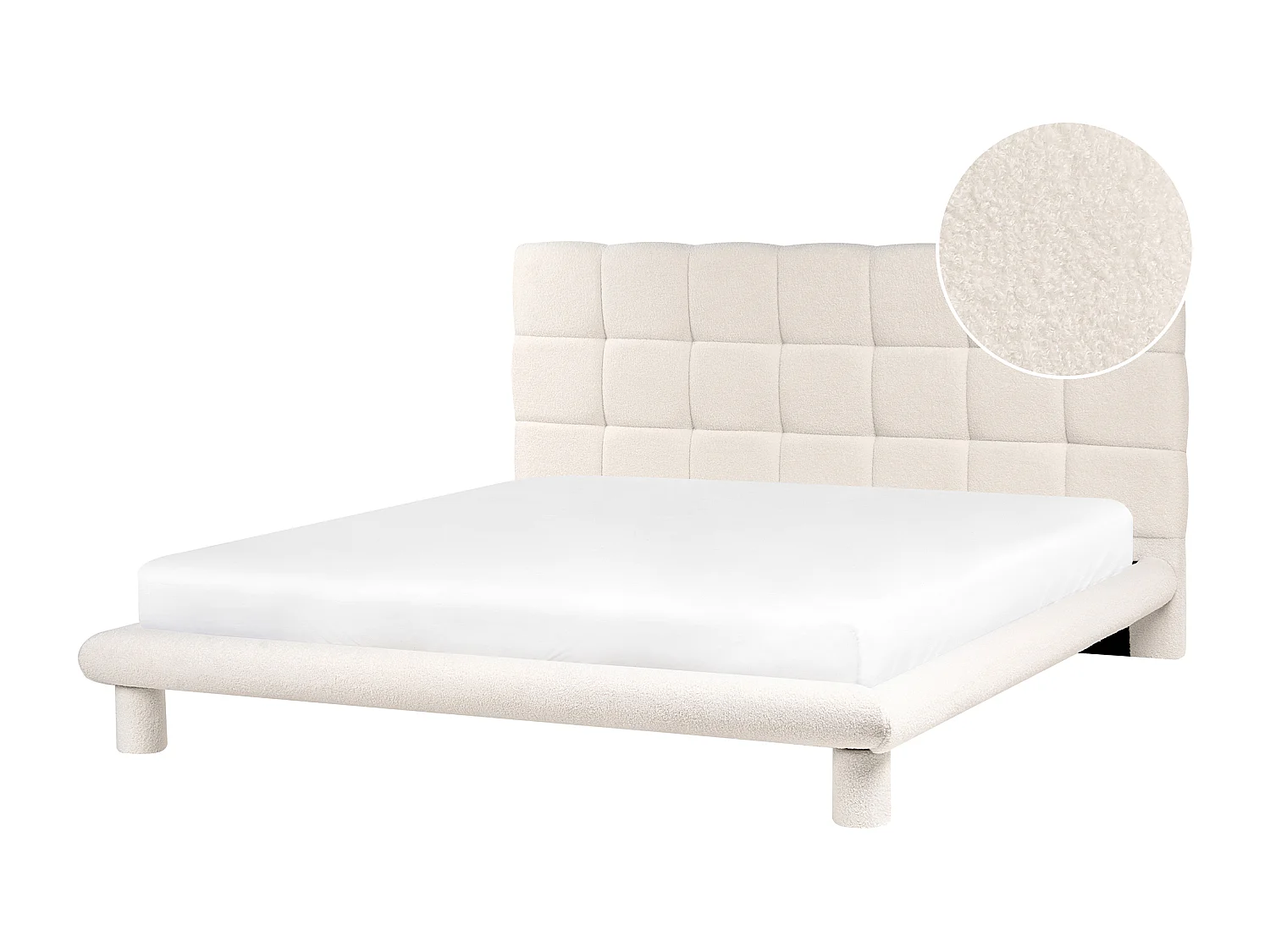 Lit avec sommier Bouclé CRESSAT 180 x 200 cm Blanc cassé