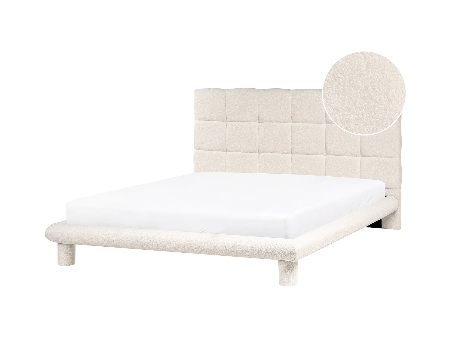 Lit avec sommier Bouclé CRESSAT 160 x 200 cm Blanc cassé