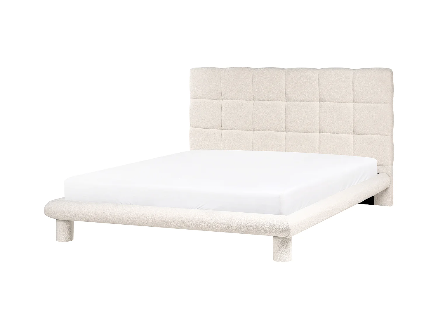 Lit avec sommier Bouclé CRESSAT 160 x 200 cm Blanc cassé