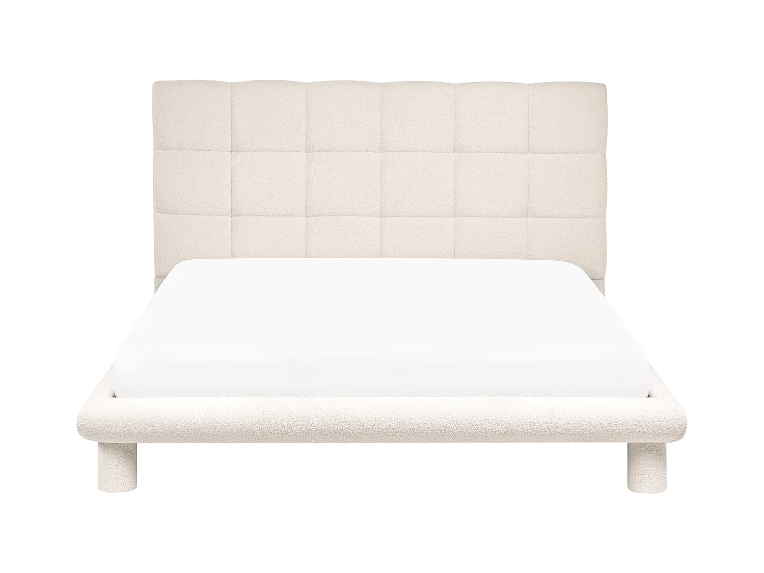 Lit avec sommier Bouclé CRESSAT 160 x 200 cm Blanc cassé