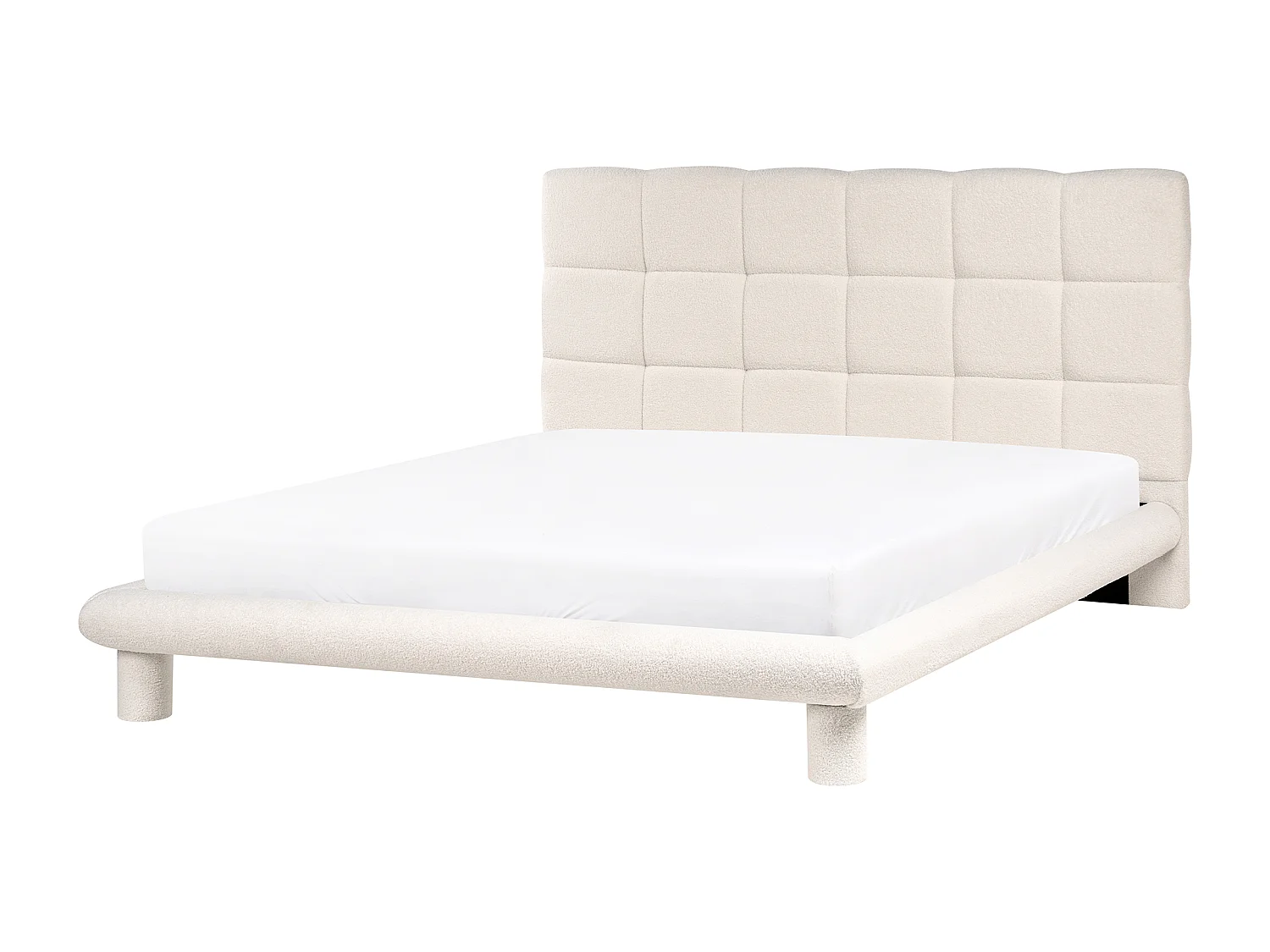 Lit avec sommier Bouclé CRESSAT 160 x 200 cm Blanc cassé