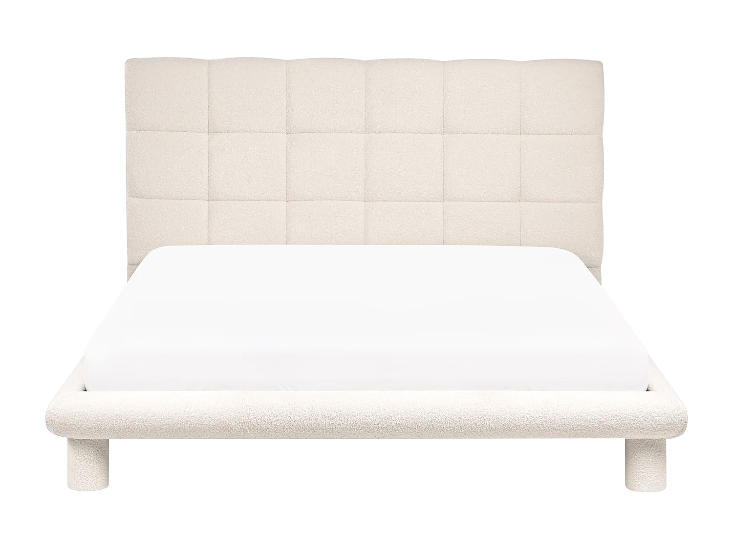 Lit avec sommier Bouclé CRESSAT 160 x 200 cm Blanc cassé