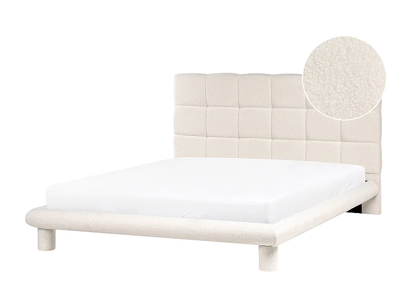 Lit avec sommier Bouclé CRESSAT 160 x 200 cm Blanc cassé