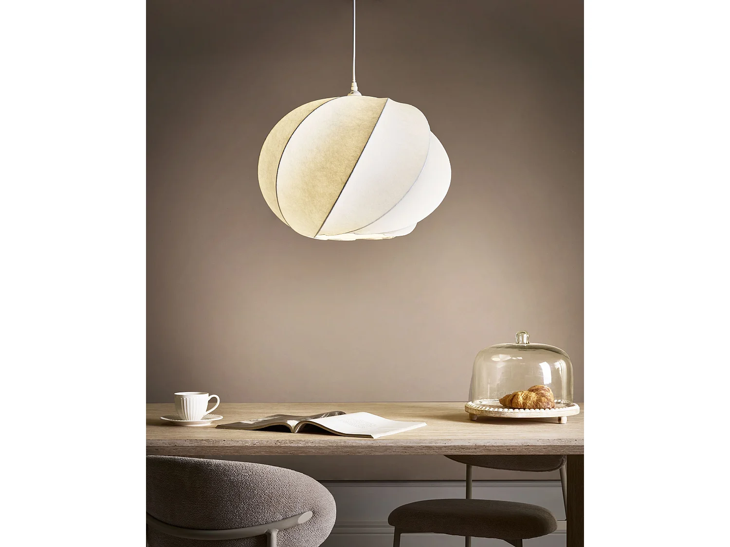 Pendant Lamp MAQUINE Faux Silk White