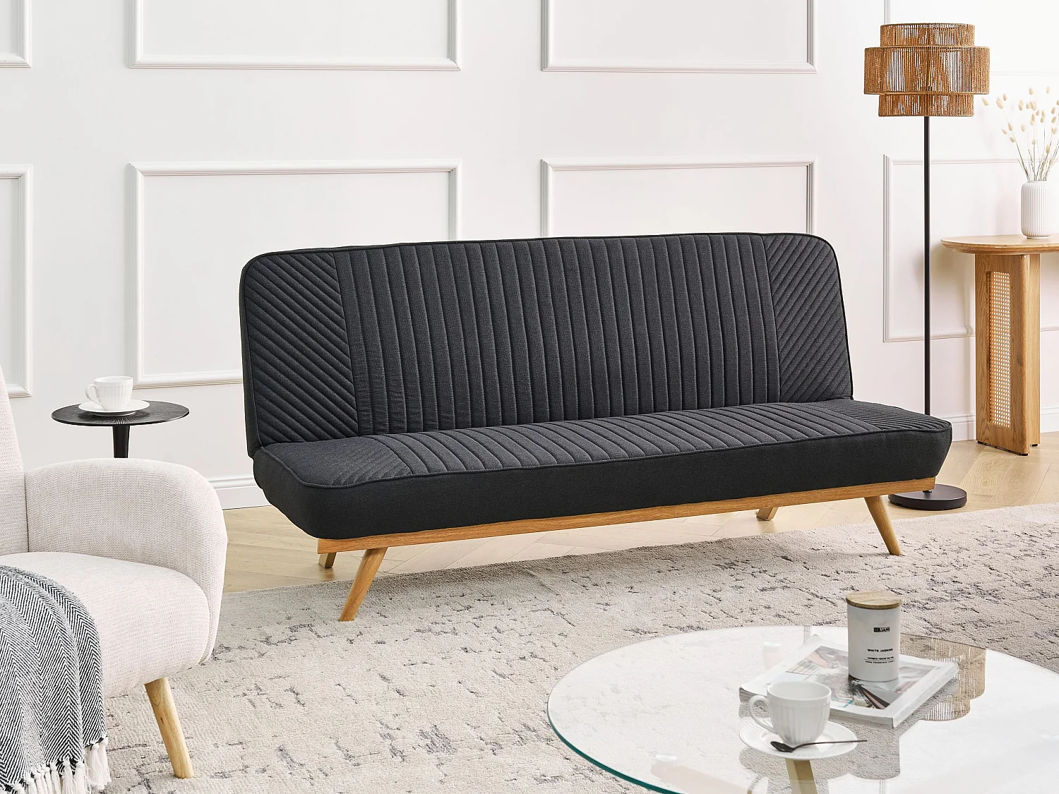 Canapé-lit 2 places KALFAFEL Tissu Noir