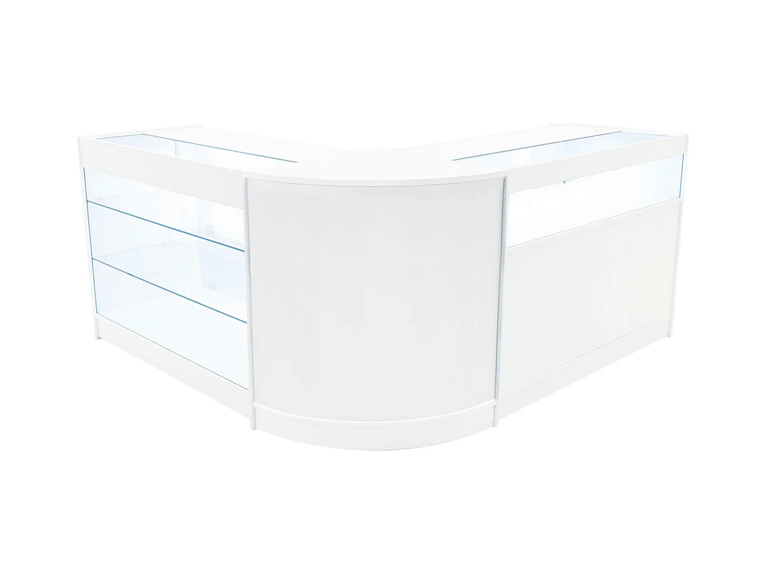 Set Mostradores Comerciales con Luz LED "TRITON" CM60 + K1200 + B1200 – Blanco