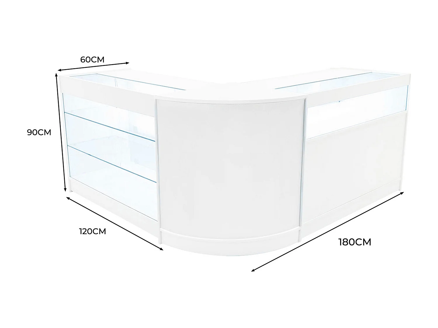 Triton LED Winkel Toonbank Set K1200, B1200 & CM60 - Wit