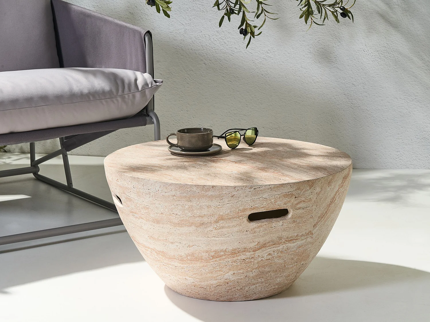 Table basse VICARELLO 68 cm 68 cm Effet travertin