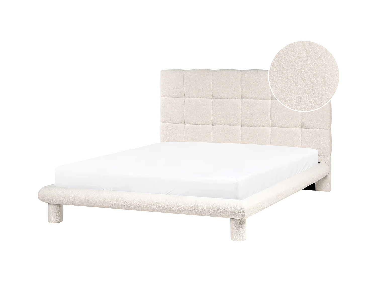 Lit avec sommier Bouclé CRESSAT 140 x 200 cm Blanc cassé