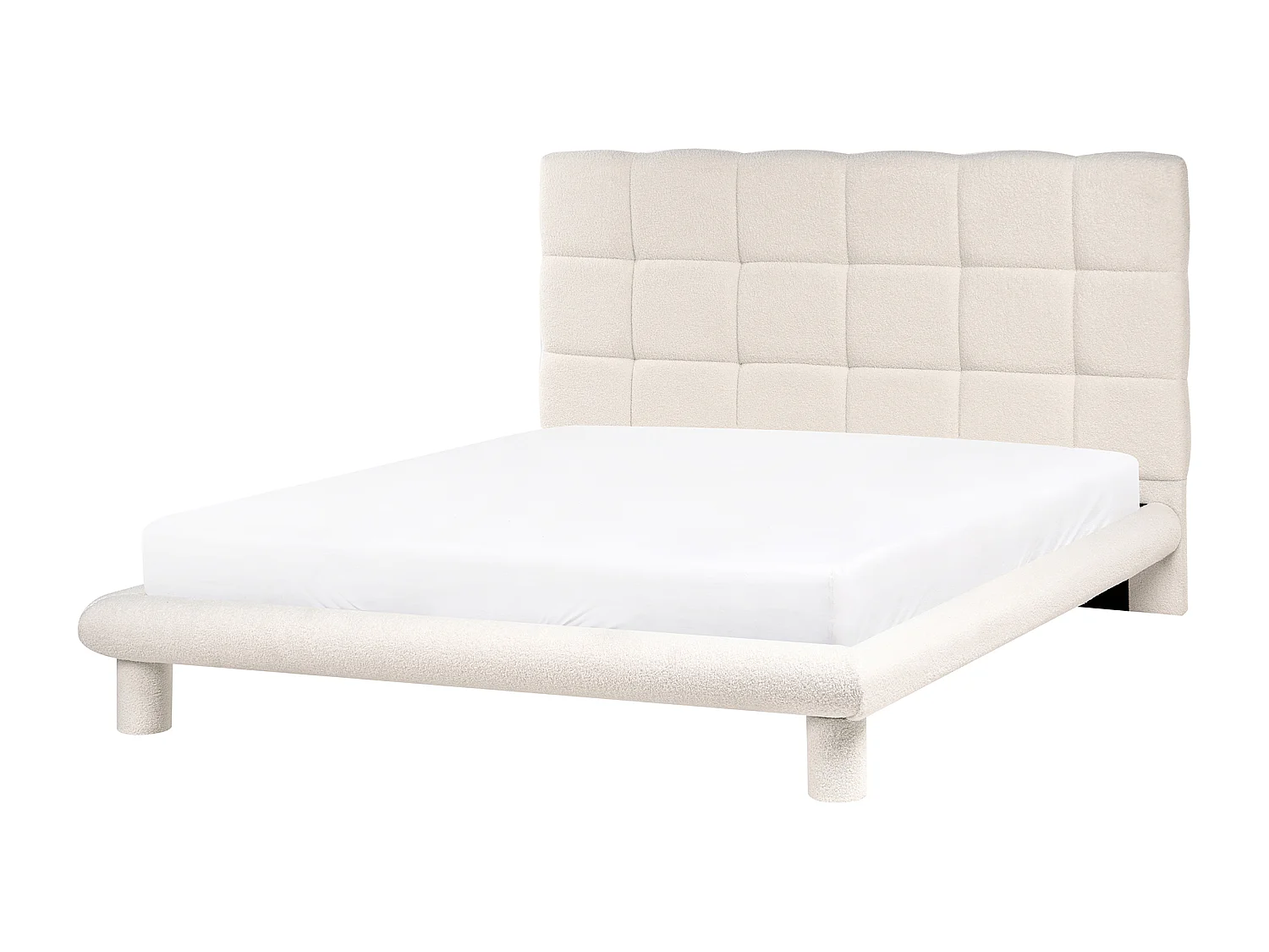 Lit avec sommier Bouclé CRESSAT 140 x 200 cm Blanc cassé