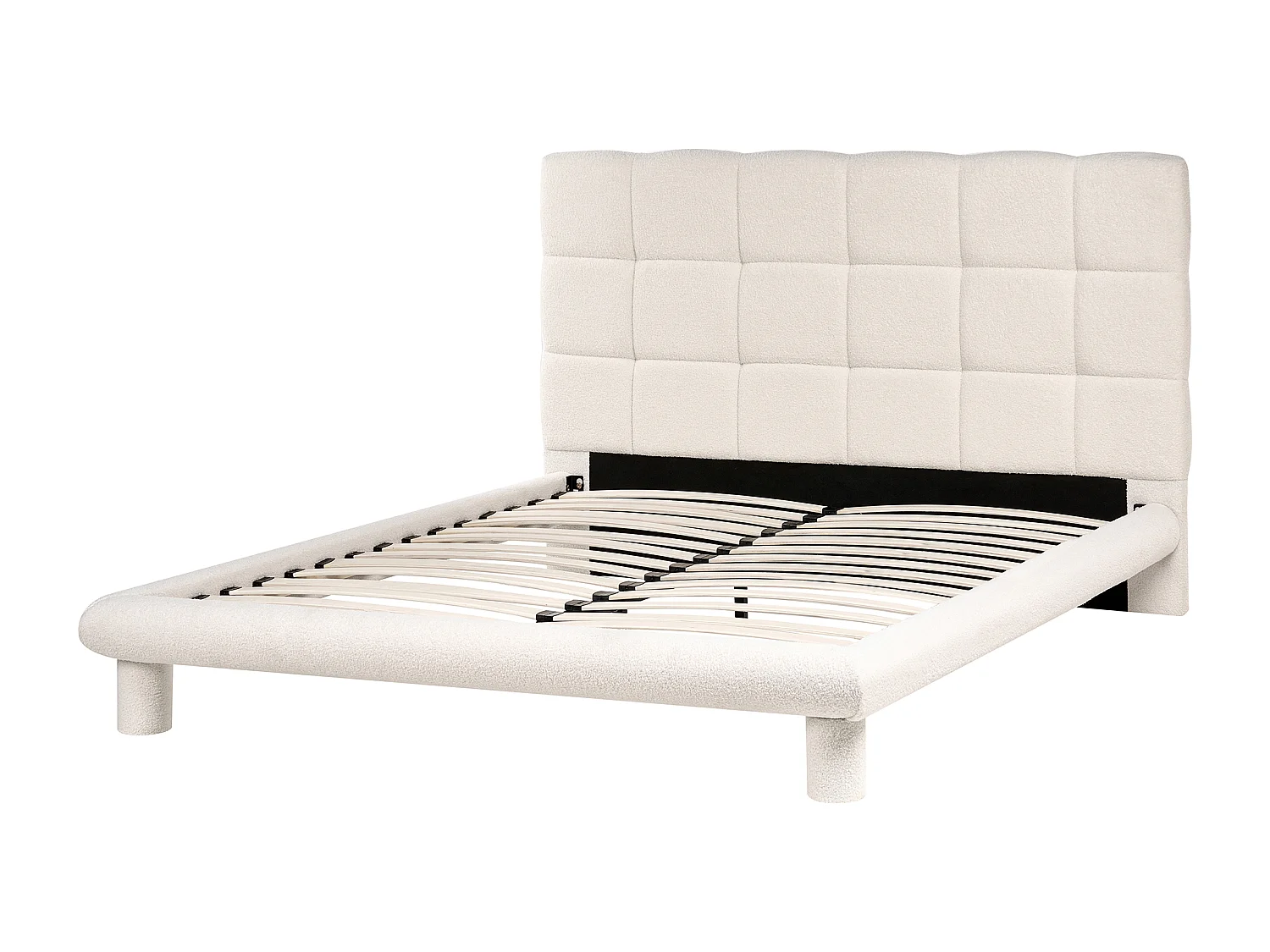 Lit avec sommier Bouclé CRESSAT 140 x 200 cm Blanc cassé