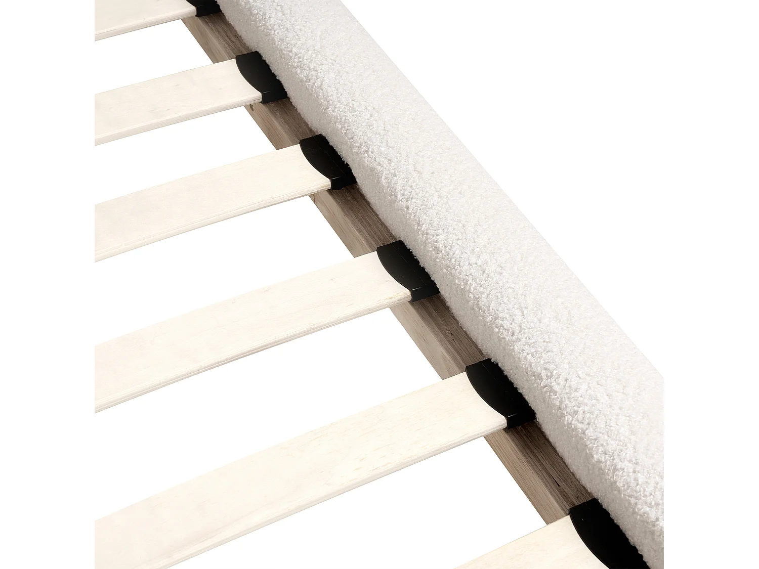 Lit avec sommier Bouclé CRESSAT 140 x 200 cm Blanc cassé