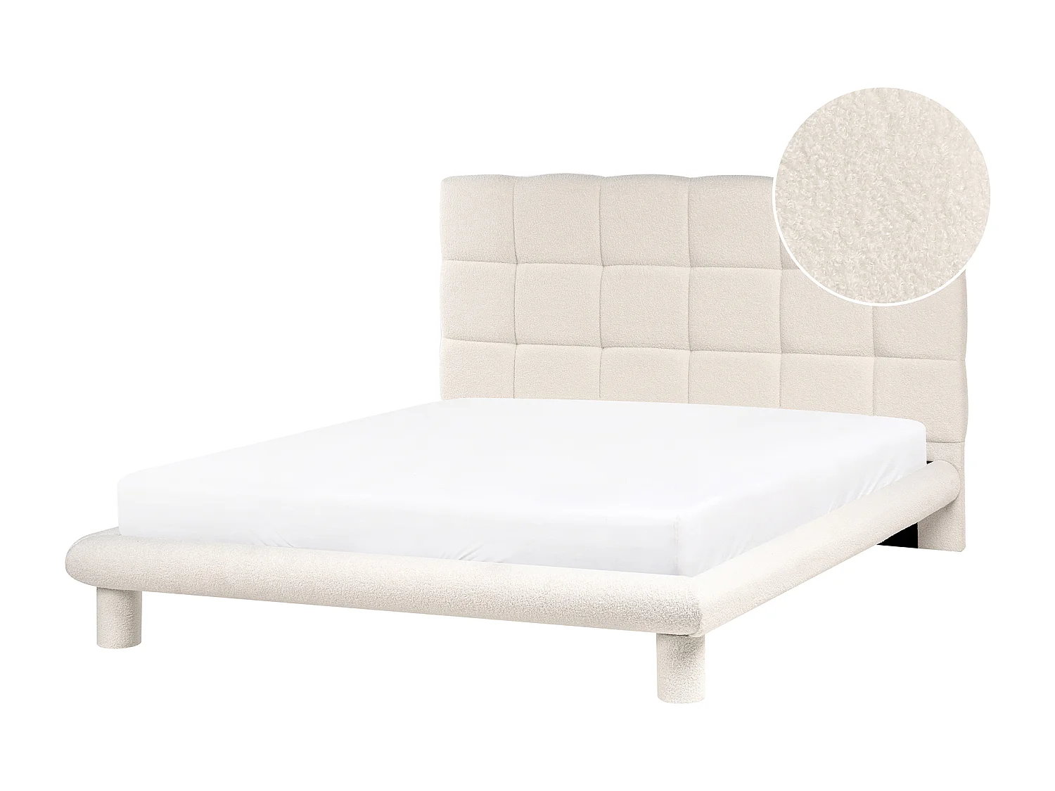 Lit avec sommier Bouclé CRESSAT 140 x 200 cm Blanc cassé