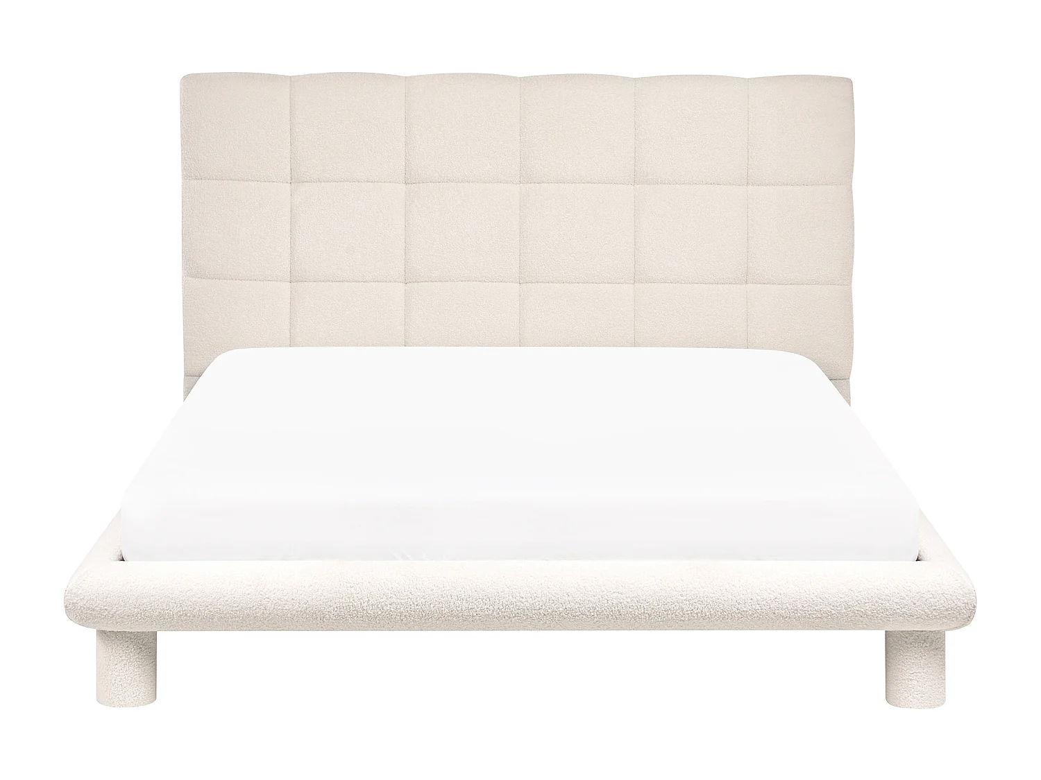Lit avec sommier Bouclé CRESSAT 140 x 200 cm Blanc cassé