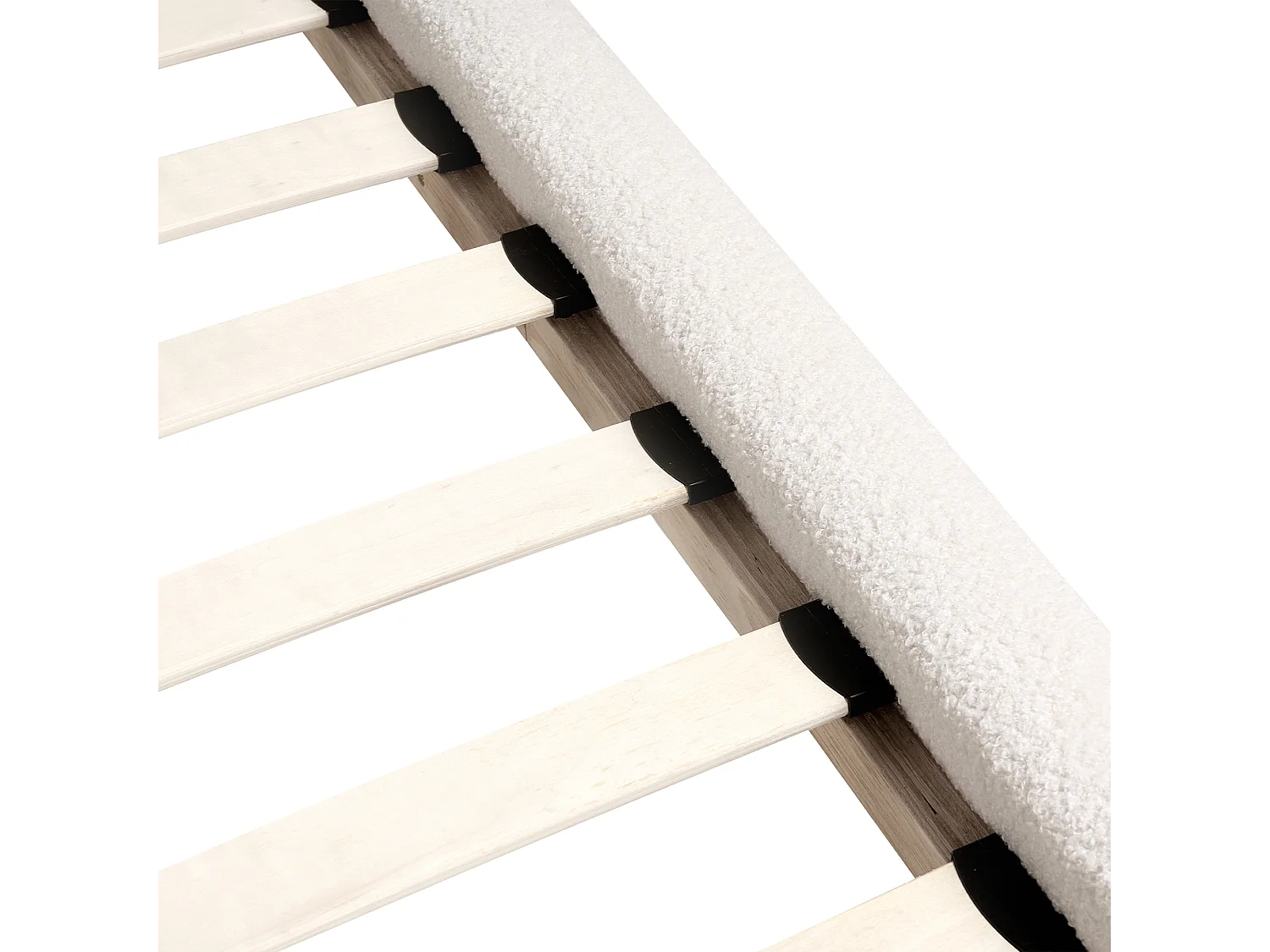 Lit avec sommier Bouclé CRESSAT 140 x 200 cm Blanc cassé