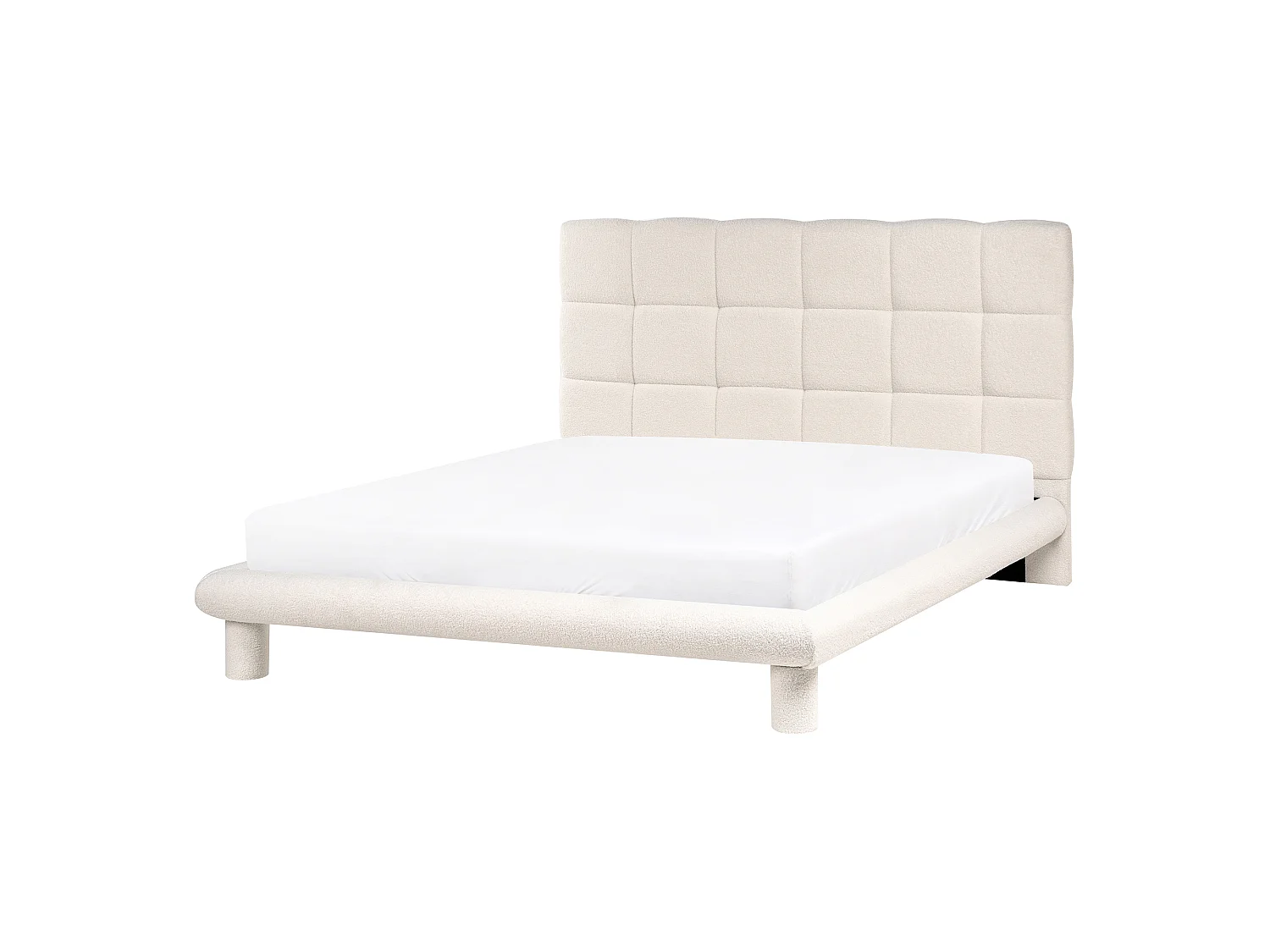 Bed Boucle CRESSAT 140 x 200 cm (EU Double) Off-White