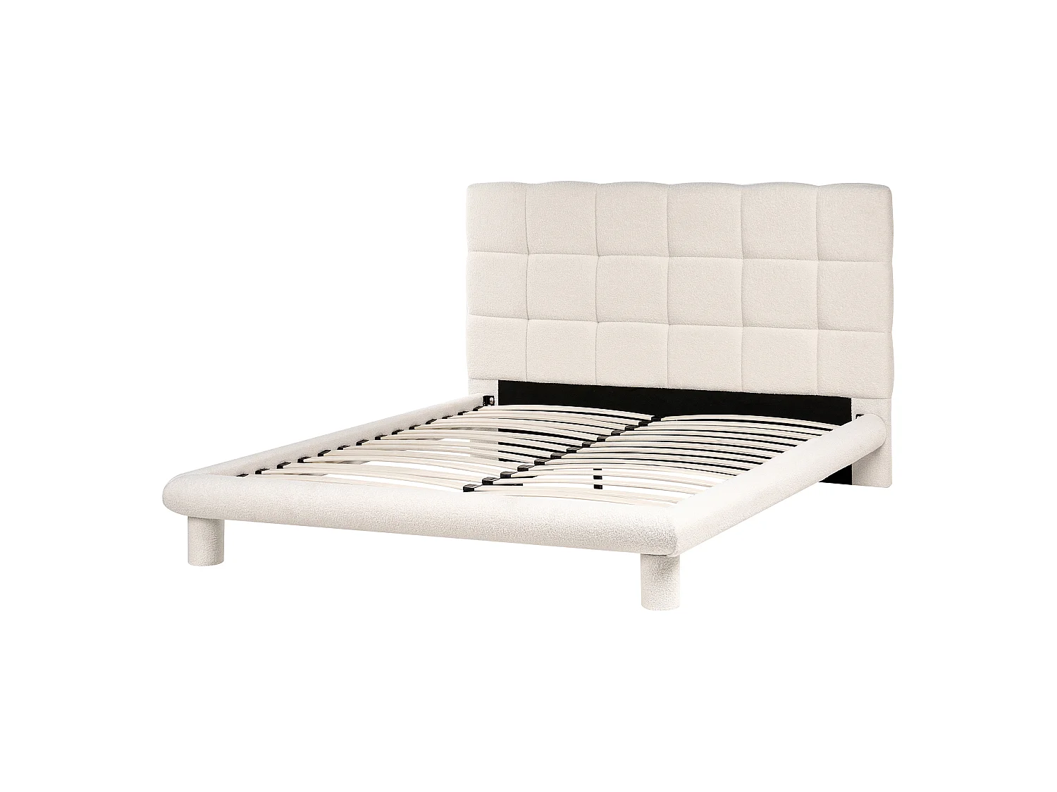 Bed Boucle CRESSAT 140 x 200 cm (EU Double) Off-White