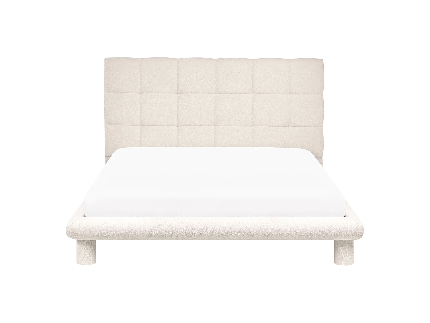 Bed Boucle CRESSAT 140 x 200 cm (EU Double) Off-White