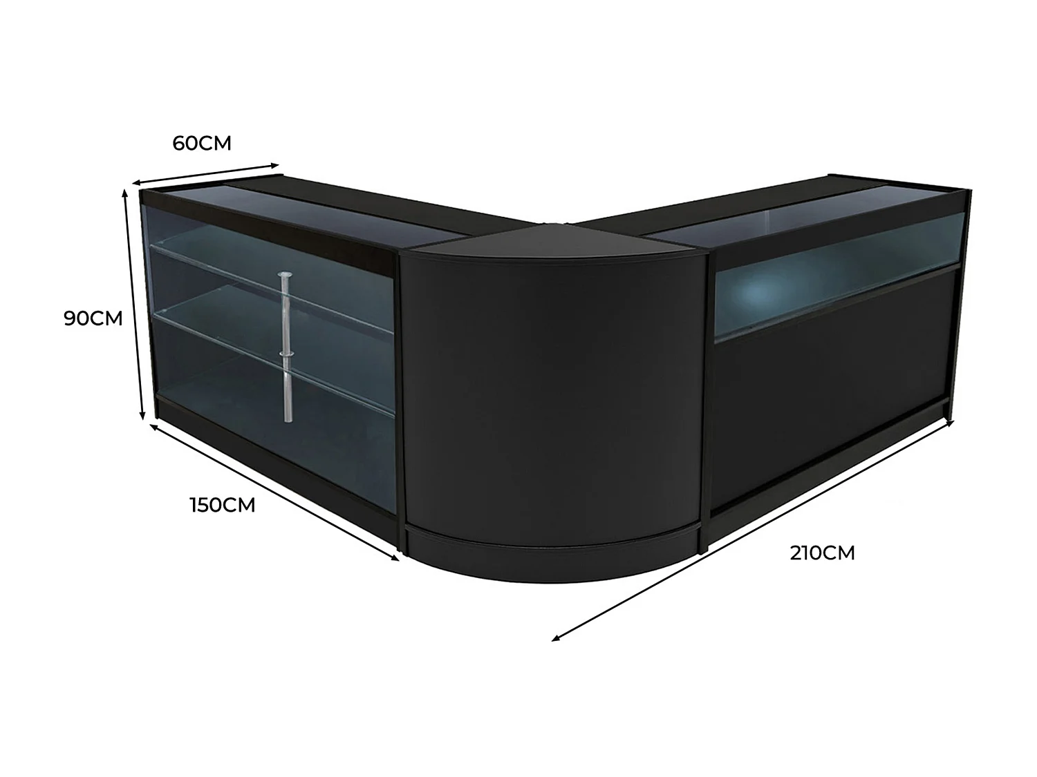 Triton LED Winkel Toonbank Set K1500, B1500 & CM60 - Zwart