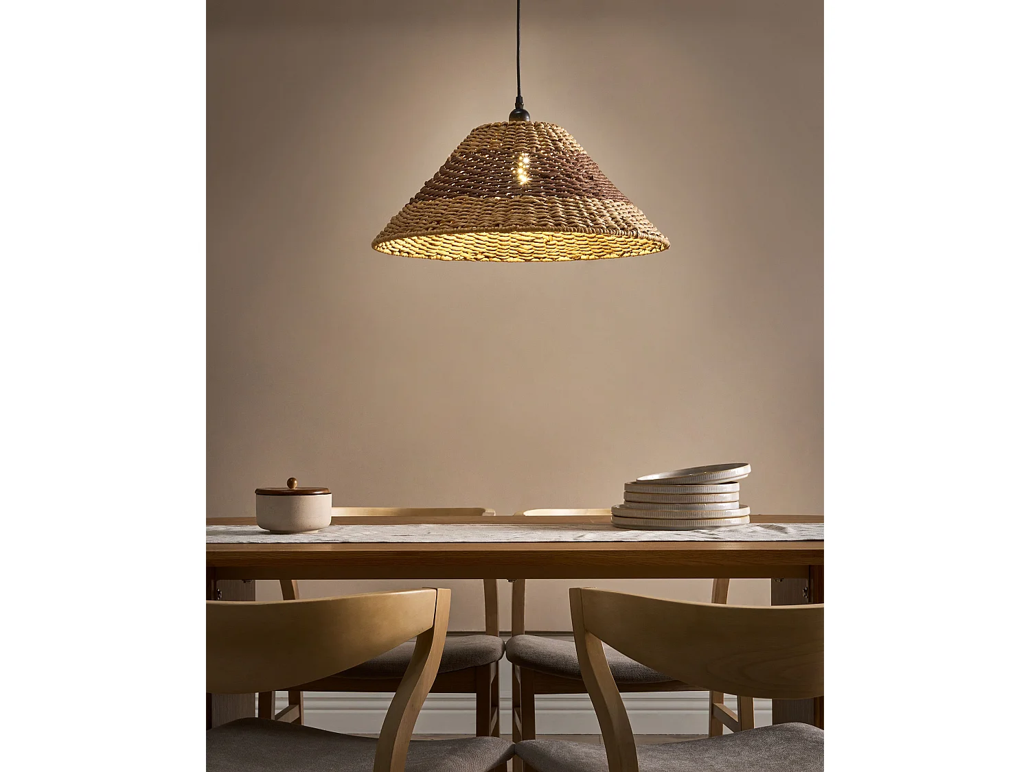 Lampe suspension BANCAL Corde en papier Naturel