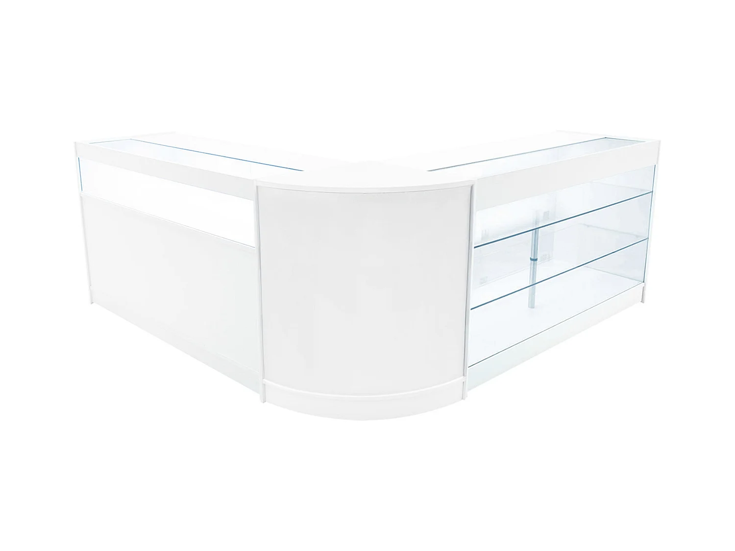 Set Mostradores Comerciales con Luz LED "TRITON" CM60 + K1500 + B1500 – Blanco