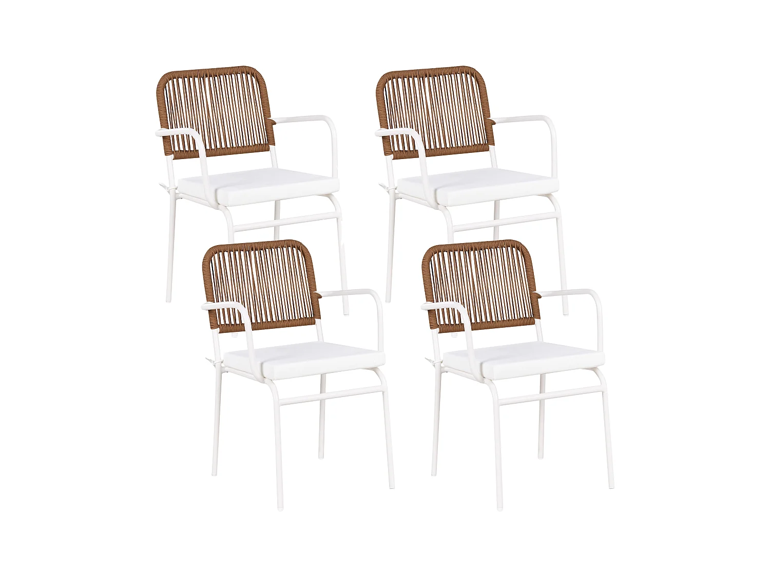 Lot de 4 chaises de jardin avec coussins TACENO Métal Blanc