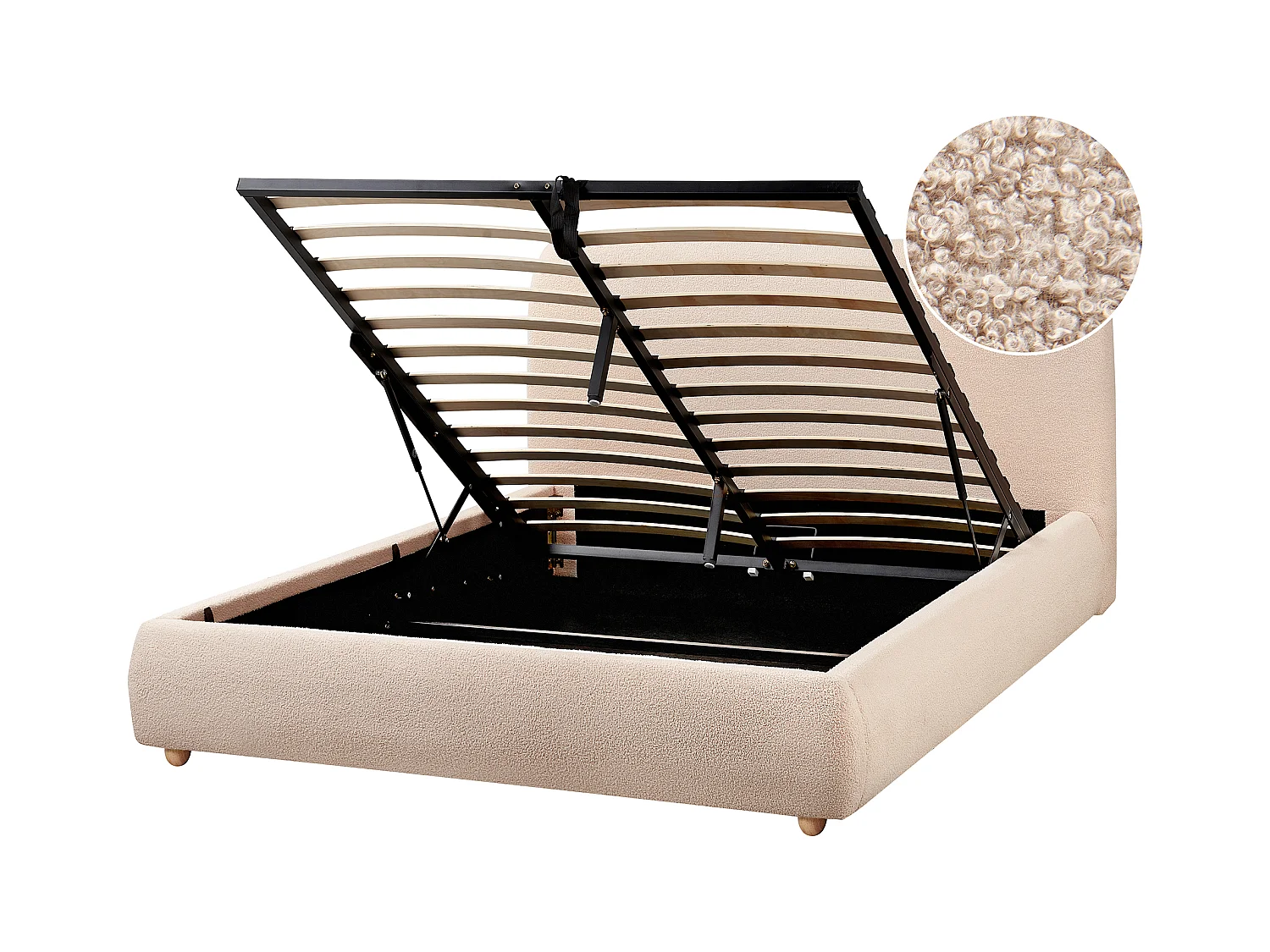 Lit ottoman Bouclé BLAGNAC 140 x 200 cm Beige