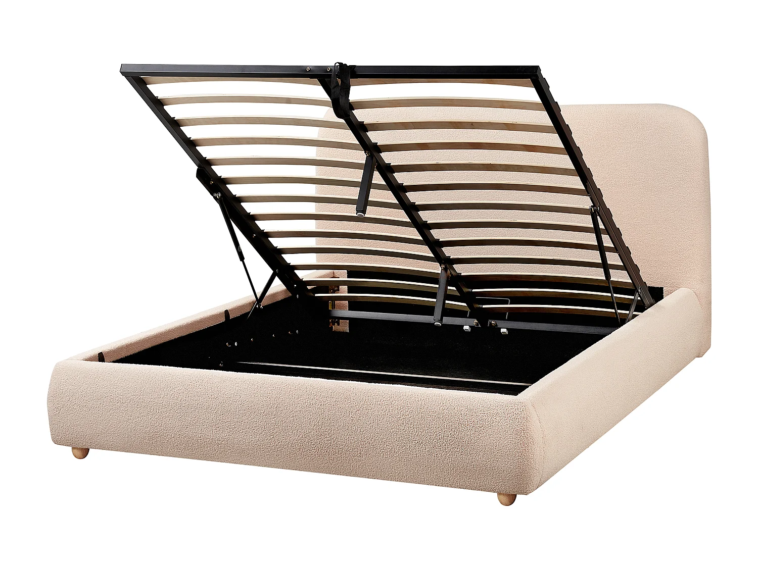 Lit ottoman Bouclé BLAGNAC 140 x 200 cm Beige