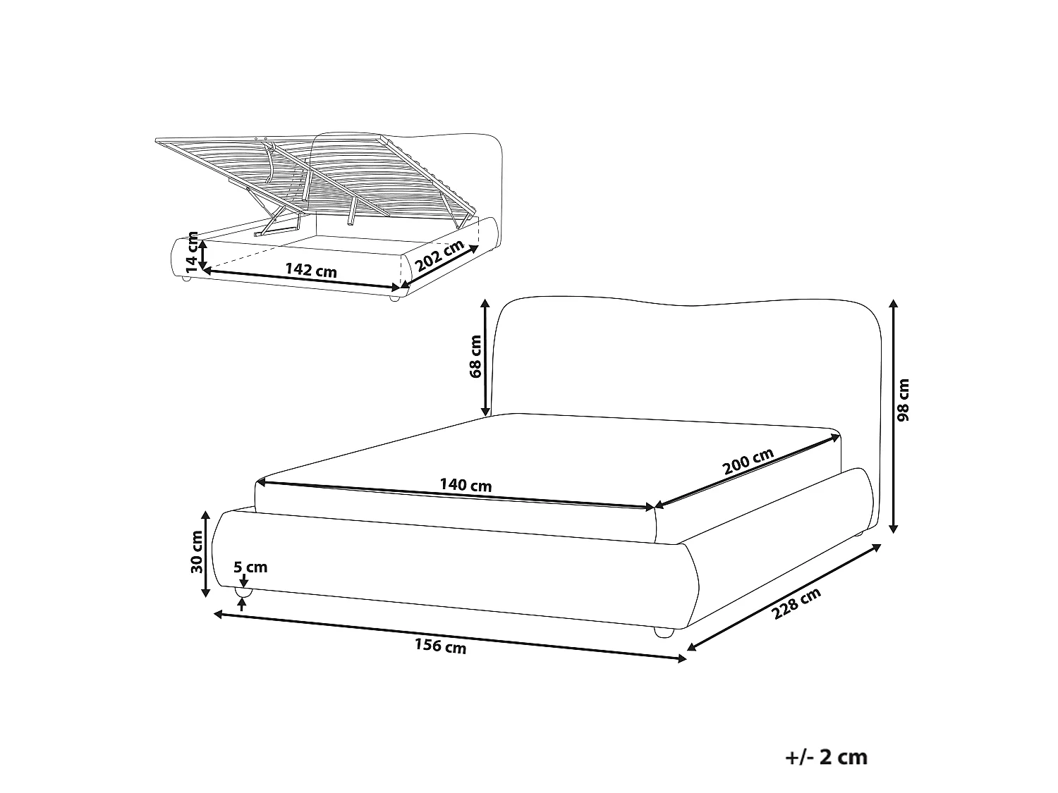 Ottoman Bed BLAGNAC Boucle Beige 140 x 200 cm (EU Double)
