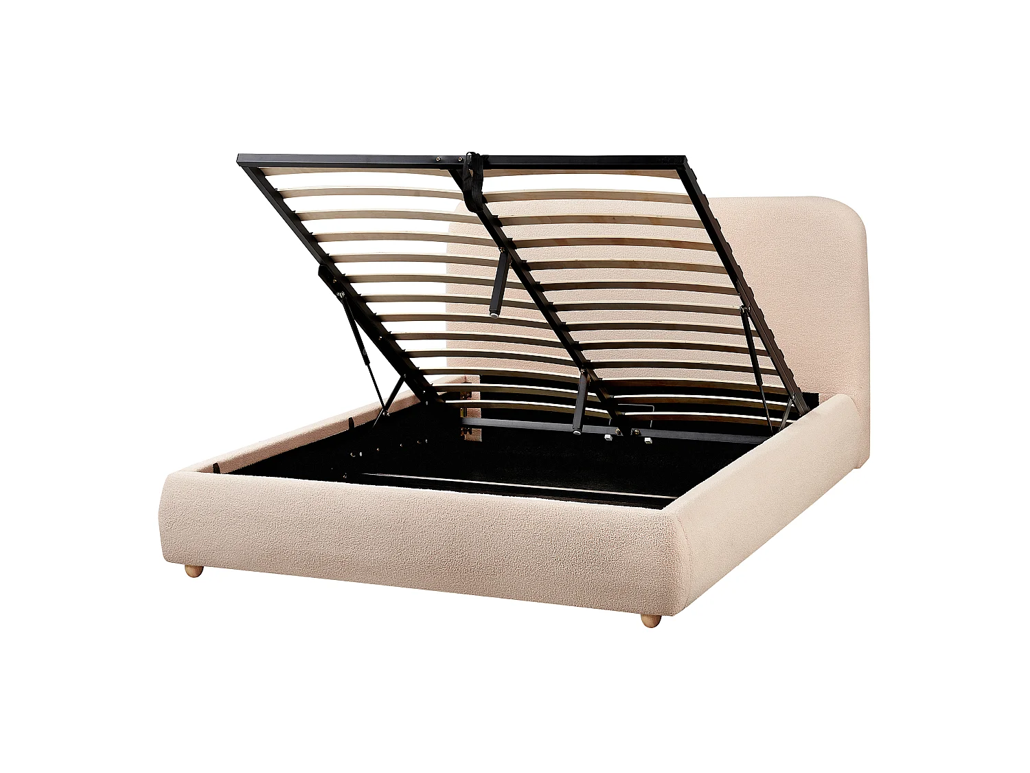 Ottoman Bed BLAGNAC Boucle Beige 140 x 200 cm (EU Double)
